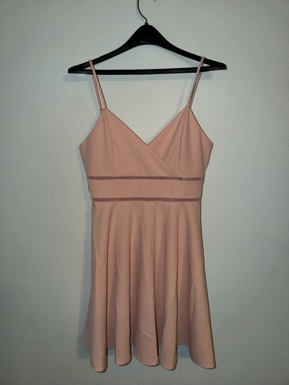 NWT Altar’d State Blush Pink Ladder Trim Surplice Mini Dress Size Large